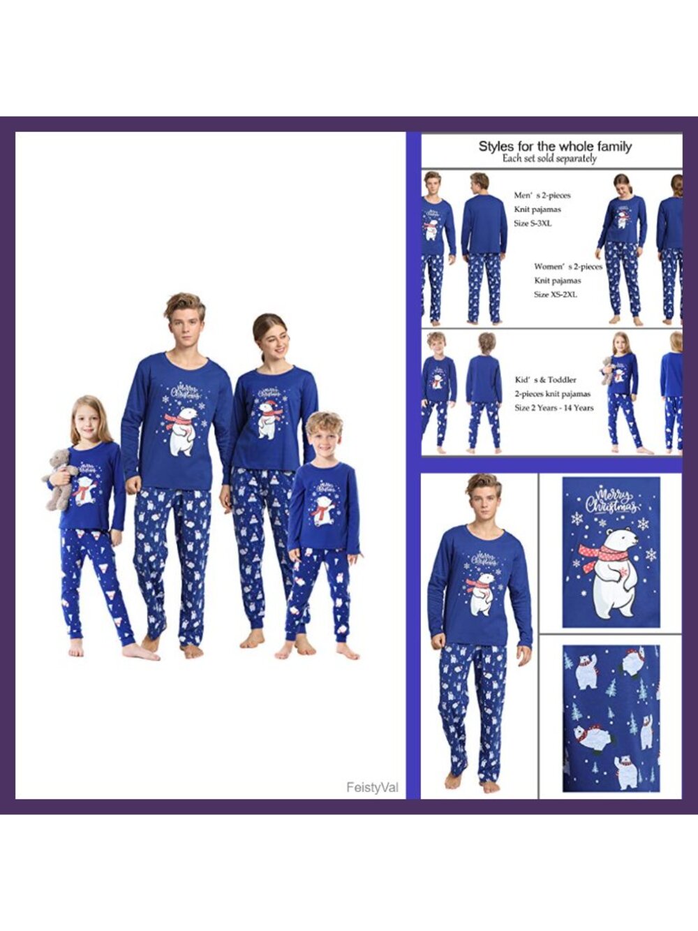 Family Matching Christmas Pajama Set Cotton Blend Long Sleeve Holiday Sleepwear